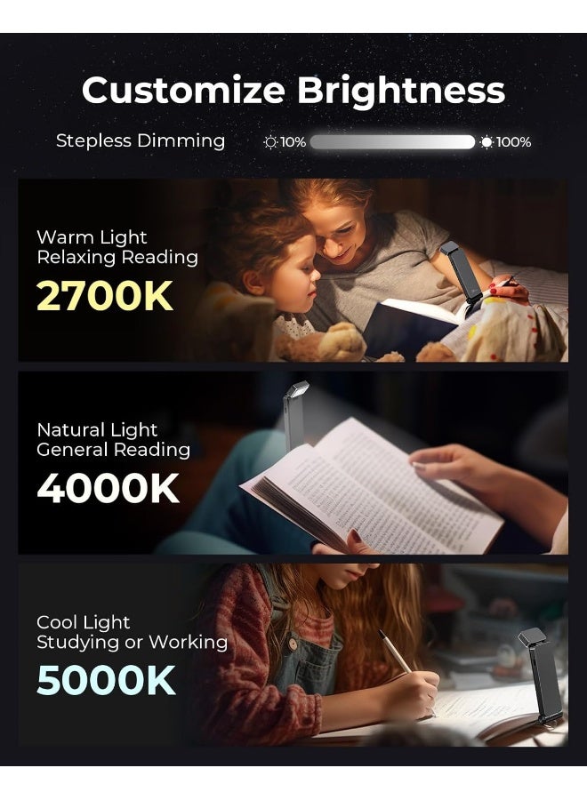 86lux Reading Lamp Book Clamp, Rechargeable Book Lamp for Reading in Bed, Ultralight LED Clamp Lamp with 3 Amber Colours and Continuous Dimming for Night Reading for Book Lovers, Children, Grey - Image 4